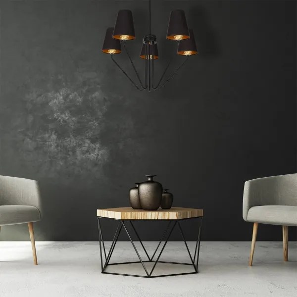 Luster na tyči VICTORIA 5xE27/60W/230V čierna