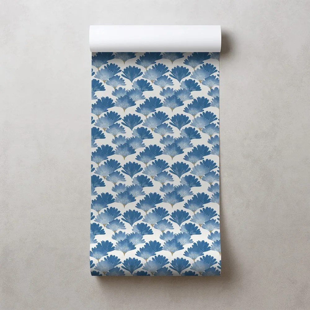 Tapeta modré akvarelové listy