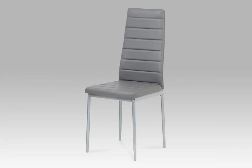Jídelní židle, koženka tm. šedá / šedý lak DCL-117 GREY Autronic
