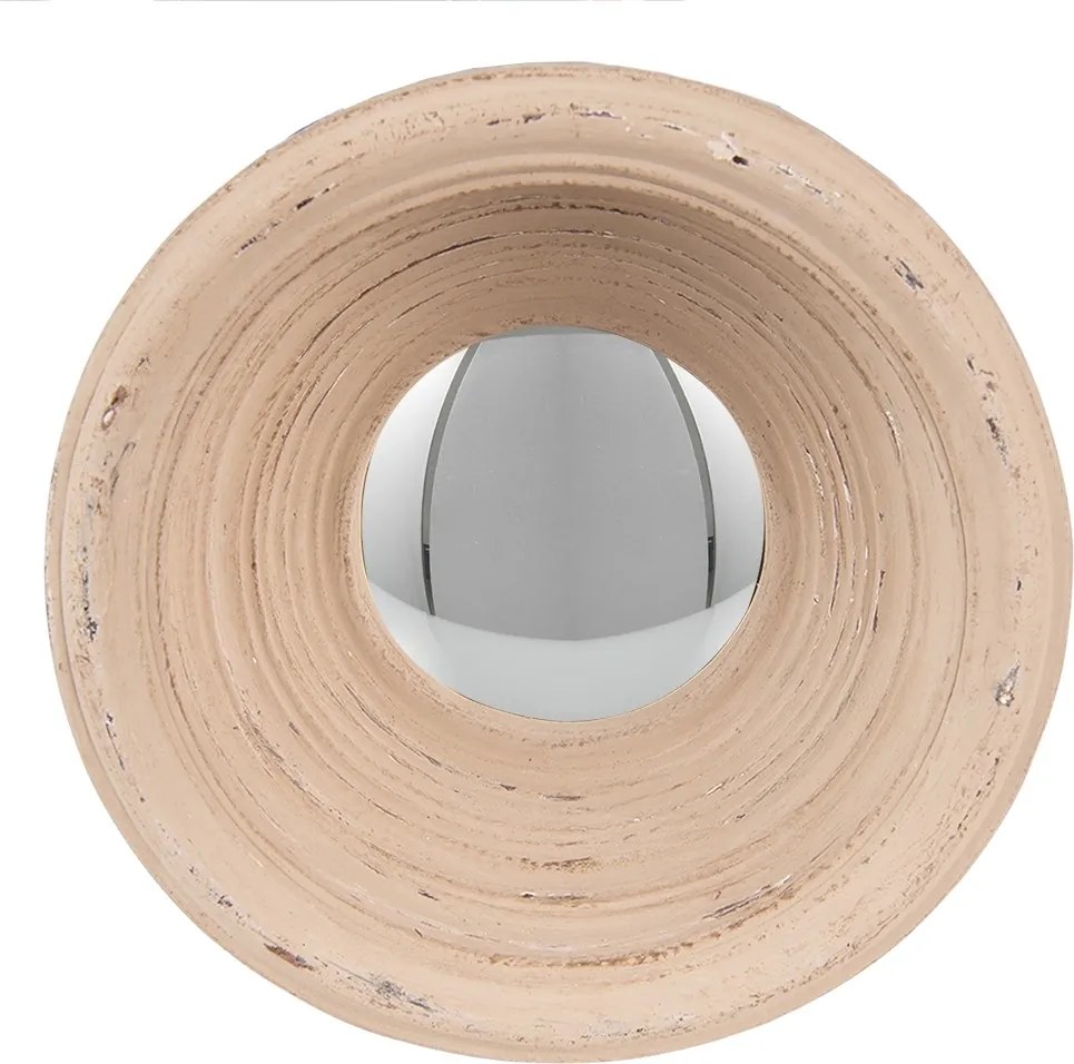 Béžové antik okrúhle nástenné vypuklé zrkadlo Beneoit – Ø 19*7 cm