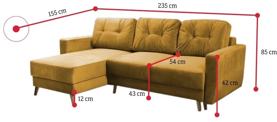 Rohová rozkladacia sedačka VIKING, 235x85x155, swing 8