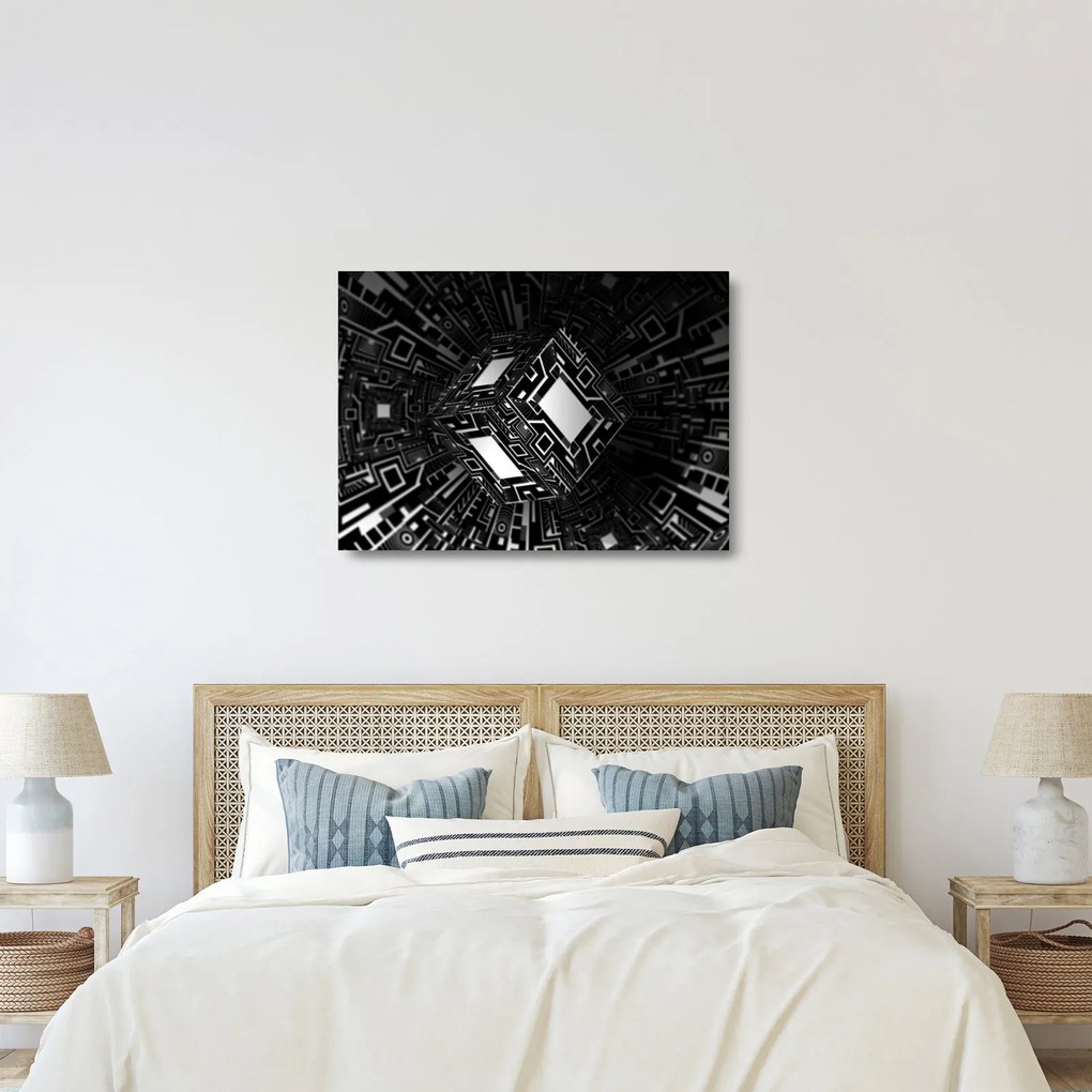 Sklenený obraz abstraktné kocky (70x50 cm)