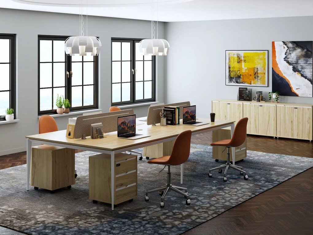 Kancelárska zostava pre 4 osoby Houseland Profit Max 02 3216 dub/biela