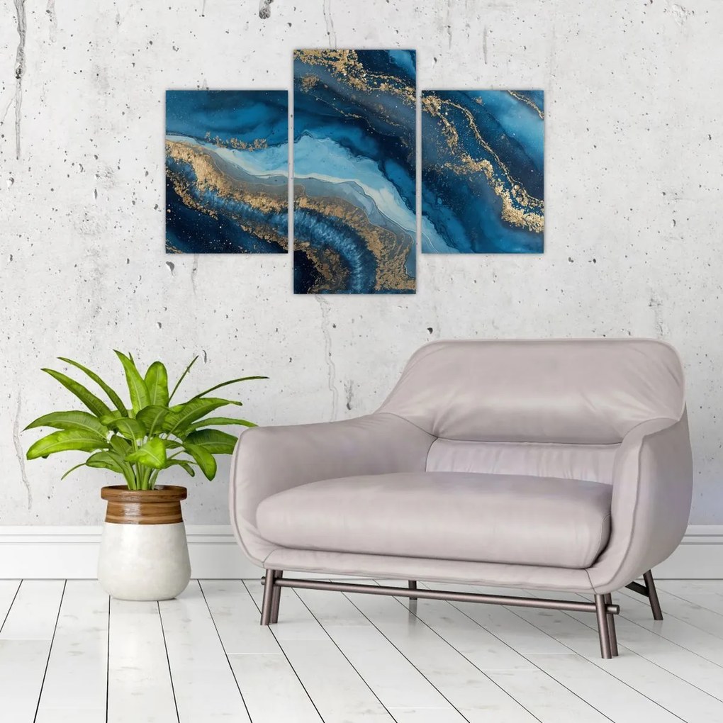 Obraz - Modrá mramorová abstrakcia (90x60 cm)