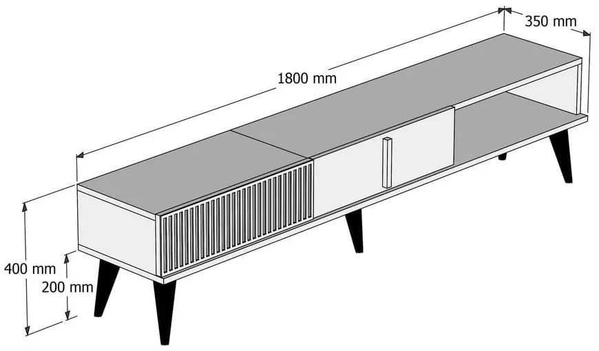 TV stolík v dekore mramoru v prírodnej farbe 180x40 cm Milan – Kalune Design