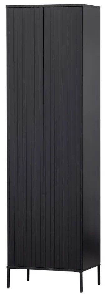 Čierna šatníková skriňa z borovicového dreva 60x210x42 cm Gravure – WOOOD