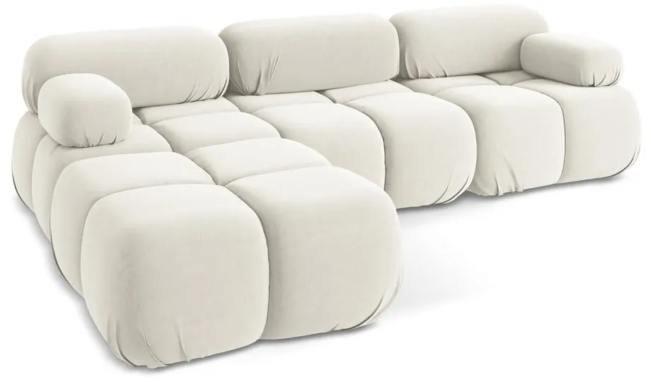 Biela zamatová modulárna rohová pohovka Lokua – Makamii