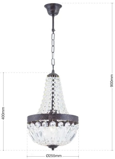 Orion HL 6-1551/1 - Krištáľový luster na reťazi ARILA 1xE27/60W/230V hnedá/patina