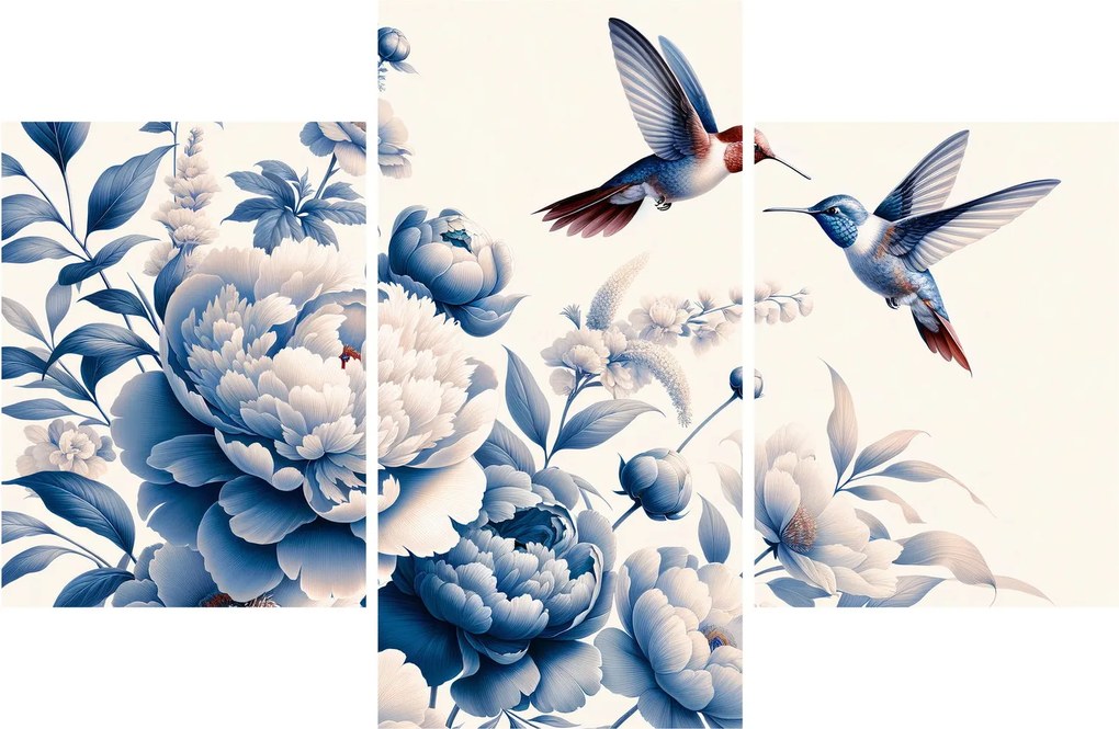 Obraz - Kolibríky nad kvetinou (90x60 cm)