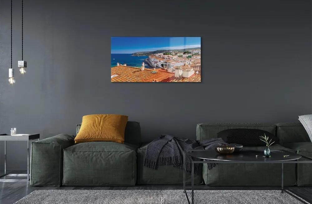 Sklenený obraz Španielsko Mesto hory mora 120x60 cm