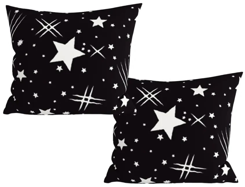 Súprava 2 ks dekoračných poťahov na vankúš z mikrovlákna NIGHT SKY 45x45 cm, čierna