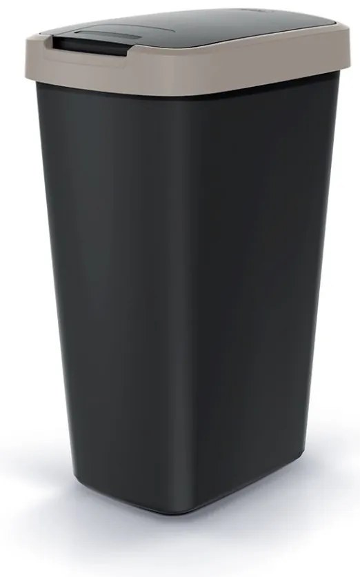 Odpadkový kôš s farebným vekom, 45 l, hnedá / čierna