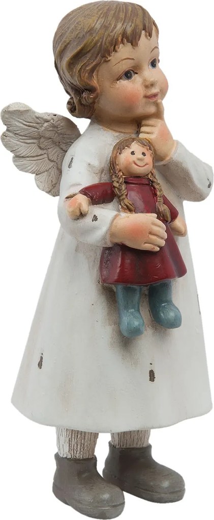Biely anjelik s bábikou - 6 * 5 * 14 cm