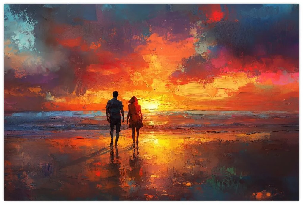 Obraz - Prechádzka na pláži (90x60 cm)
