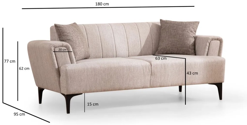 Dvojmiestna pohovka Hamlet 180 cm béžová