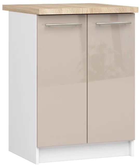 Spodná kuchynská skrinka s doskou OLIWIA S60 2D biela / cappuccino, lesk