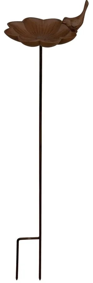 Liatinová fontánka s pitnou vodou pre vtáčiky so zápichom Esschert Design, výška 91 cm