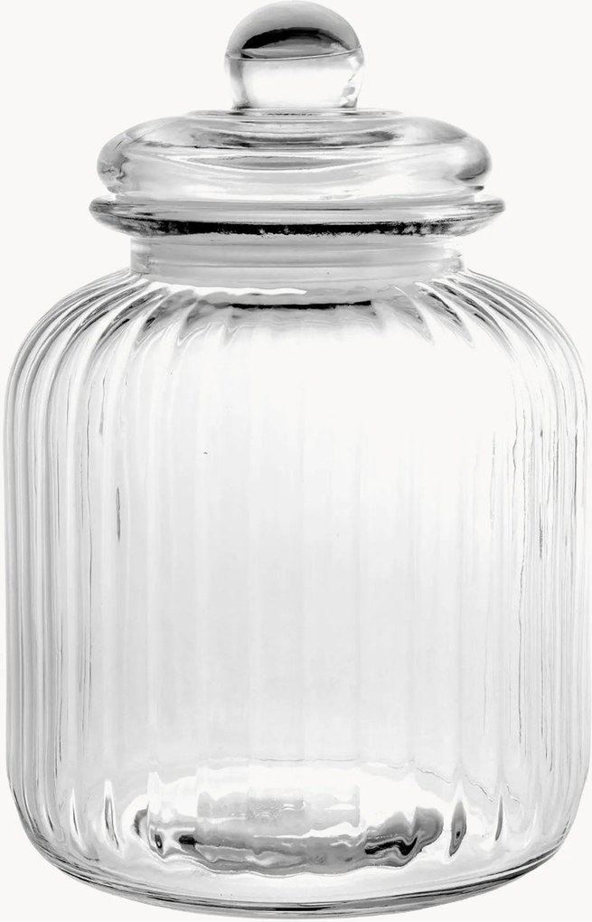 Úložná dóza z vrúbkovaného skla Eva, 650 ml