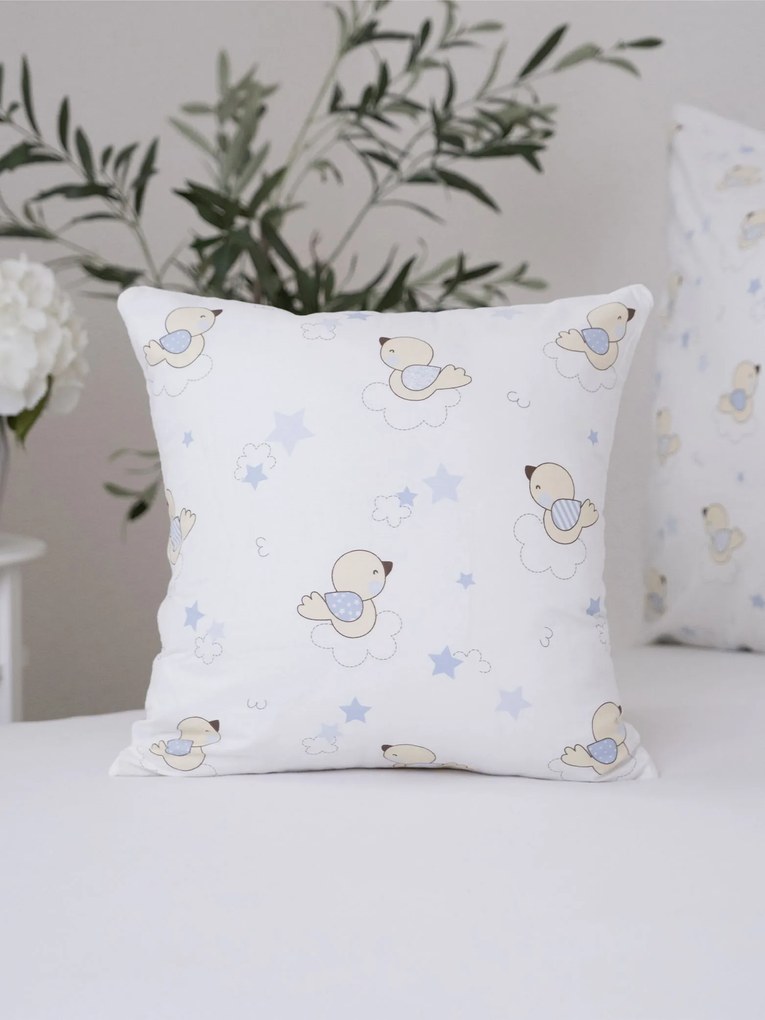 Bavlnená obliečka na vankúš Renforcé 40 × 40 cm - Vtáčiky modré