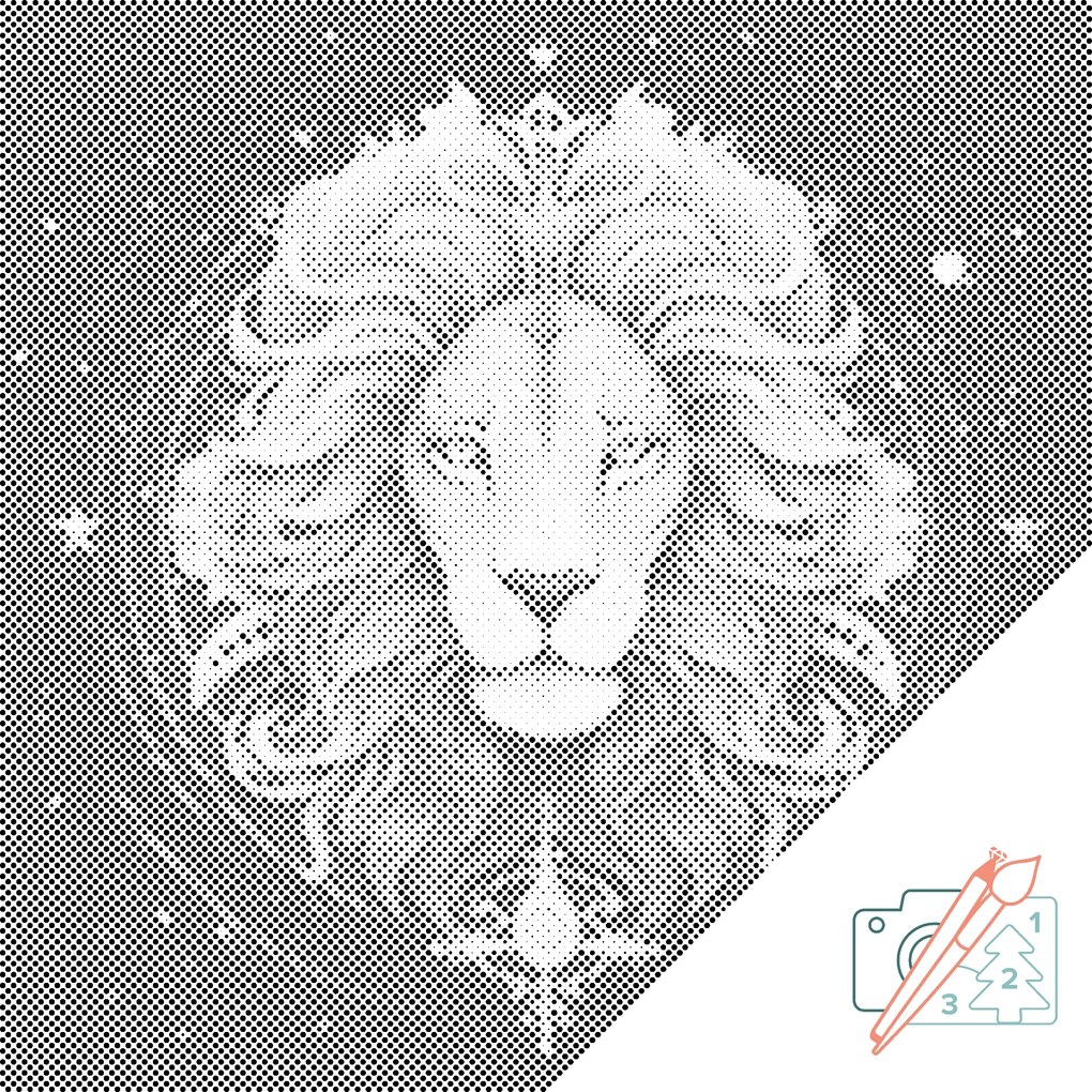 Gario Bodkovanie Lev/Leo Rozmery: 50 x 50 cm, Rámovanie: Iba zrolované plátno, Farba bodiek: Čierna