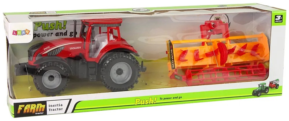 Lean Toys Červený traktor s oranžovým kultivátorom