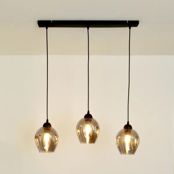 Luster na lanku LILI 3xE27/15W/230V čierna/šedá