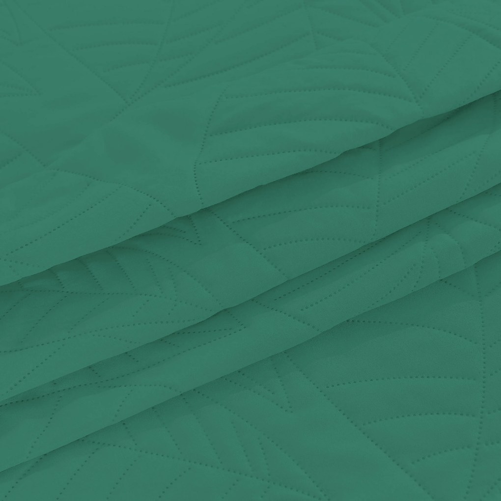 Zelený prehoz na posteľ so vzorom LEAVES Rozmer: 220 x 240 cm