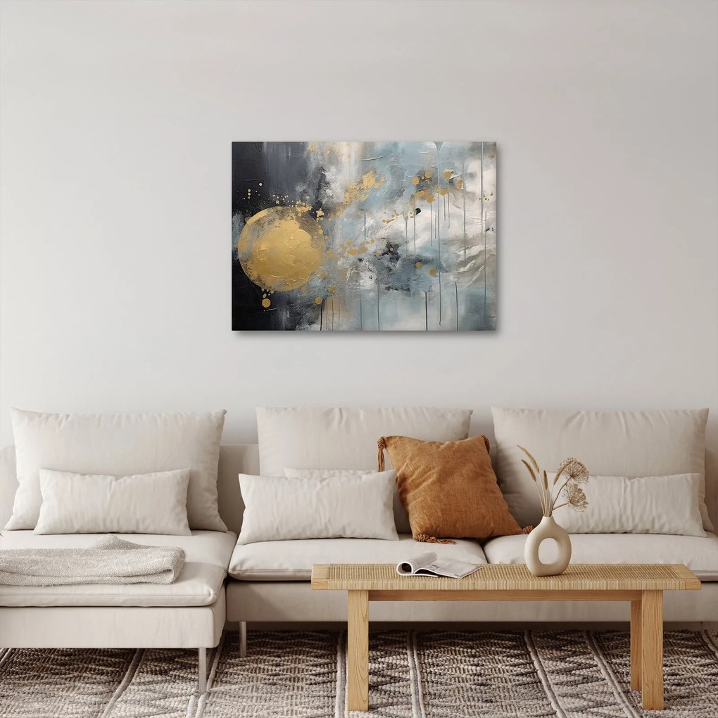 Obraz - Abstrakcia so zlatou guľou (70x50 cm)