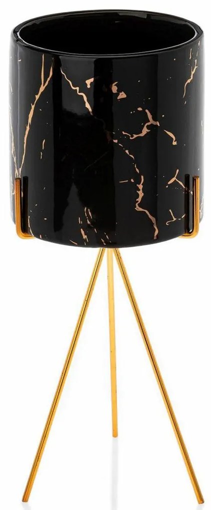 KERAMICKÝ KVETINÁČ SO STOJANOM EMMA 32X13 CM ČIERNA