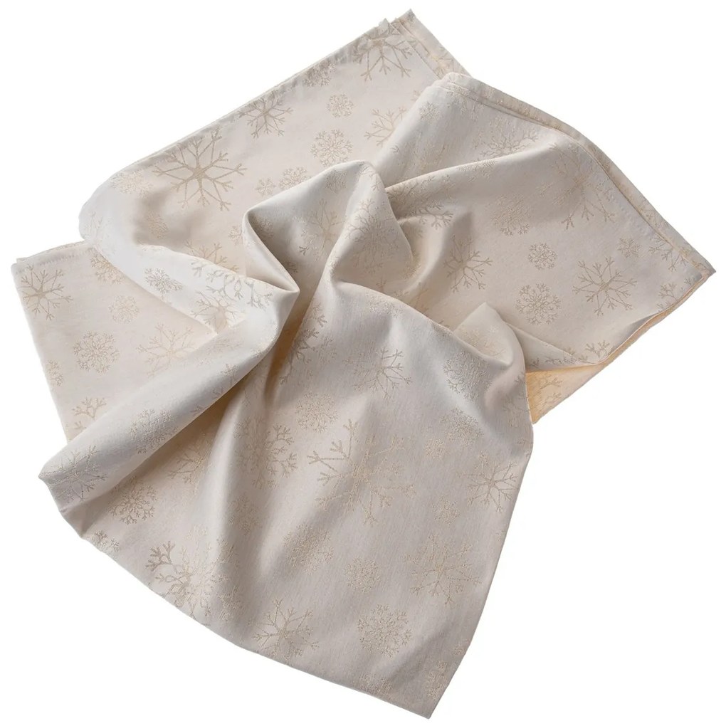 Vianočný Obrus ​​vodeodolný Vločky zlatá, 140 x 140 cm