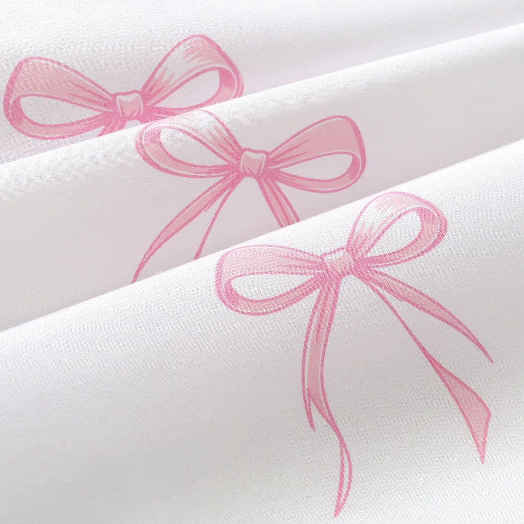 Goldea bavlnená napínacia plachta - ružové mašličky 160 x 200 cm
