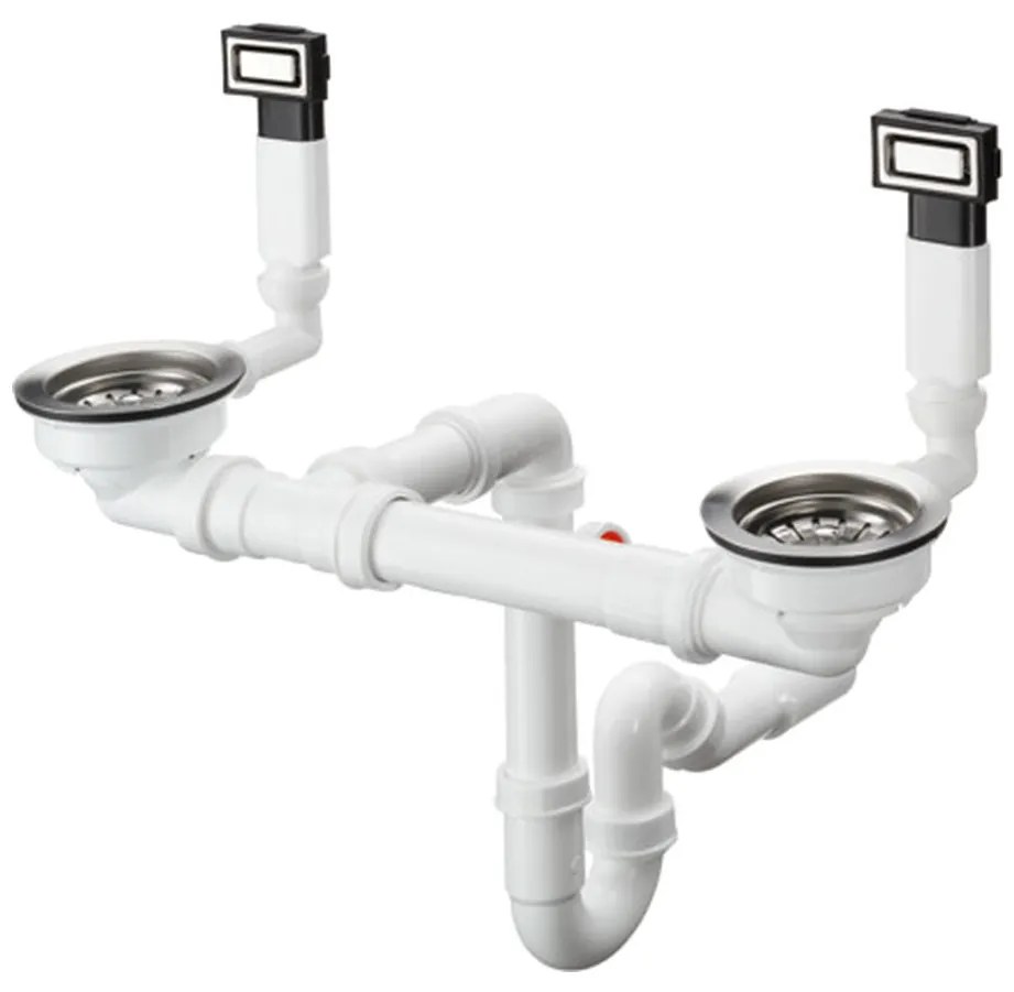 Hansgrohe D15, ručne ovládaná odtoková a prepadová súprava pre dvojdrez, nerezová oceľ, HAN-43922800