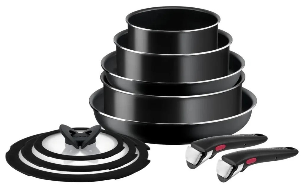 Tefal - Sada riadu 10 ks INGENIO EASY COOK & CLEAN BLACK