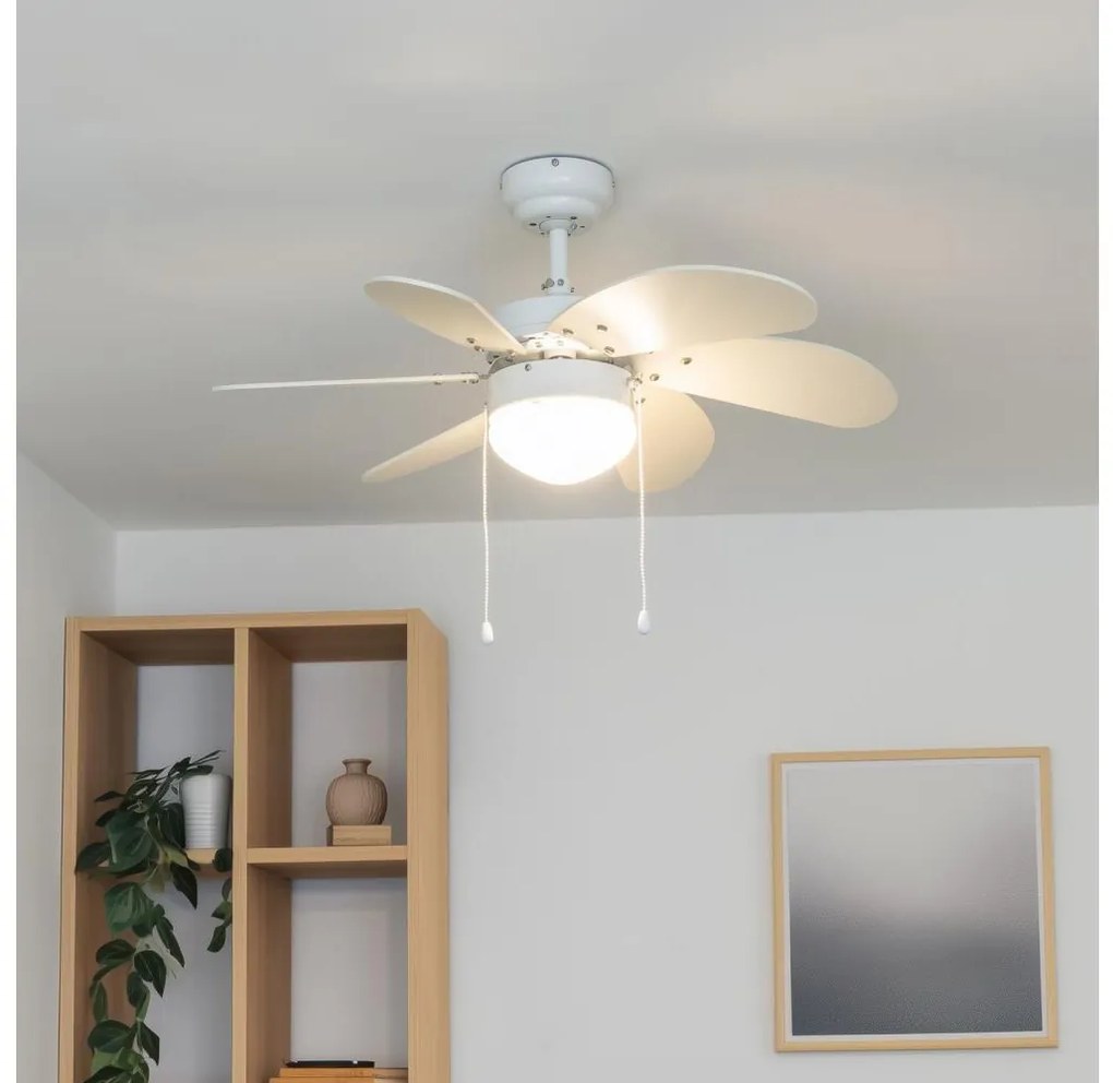 ZEVENTI - Stropný ventilátor FAMARA 1xE14/60W/230V biela
