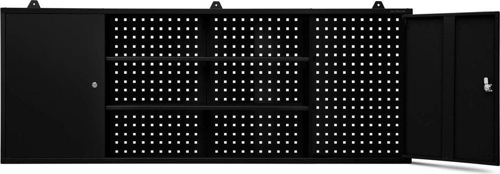 Visiaca dielenská skrinka s perforovanou doskou, čierna, 1600x600x200 mm: LEO All Black