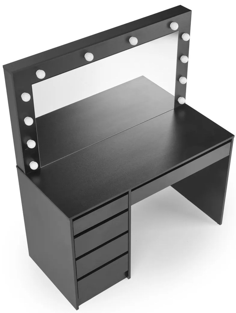 Toaletný stolík HOLLYWOOD s LED osvetlením 120 cm čierny
