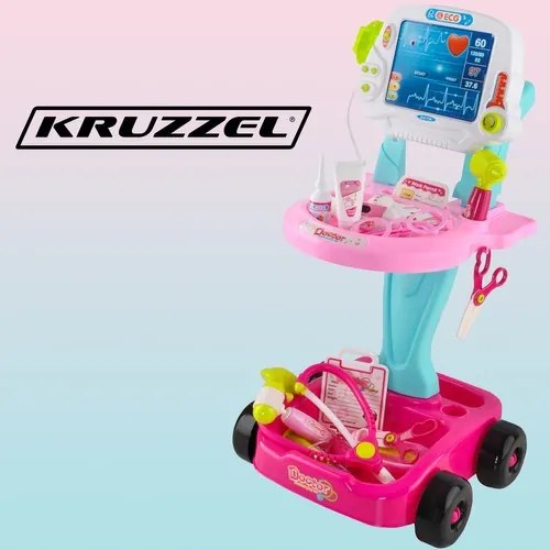 Kruzzel Malý doktor set - růžový kočárek