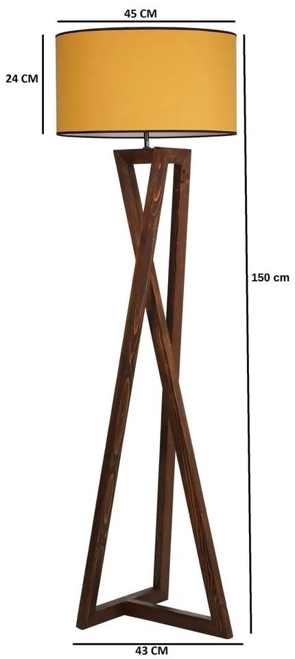 Stojacia lampa v horčicovej a hnedej farbe s textilným tienidlom (výška 149 cm) Maçka – Opviq lights