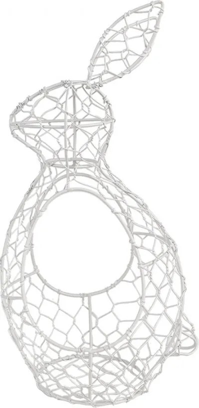 Biely drôtený dekoračný košík králik Bunny - 16 * 12 * 33 cm