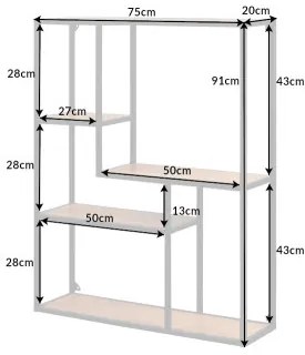 Knižnica/Regál 42030 75cm Slim Line Divoký Dub  - Komfort-nábytok