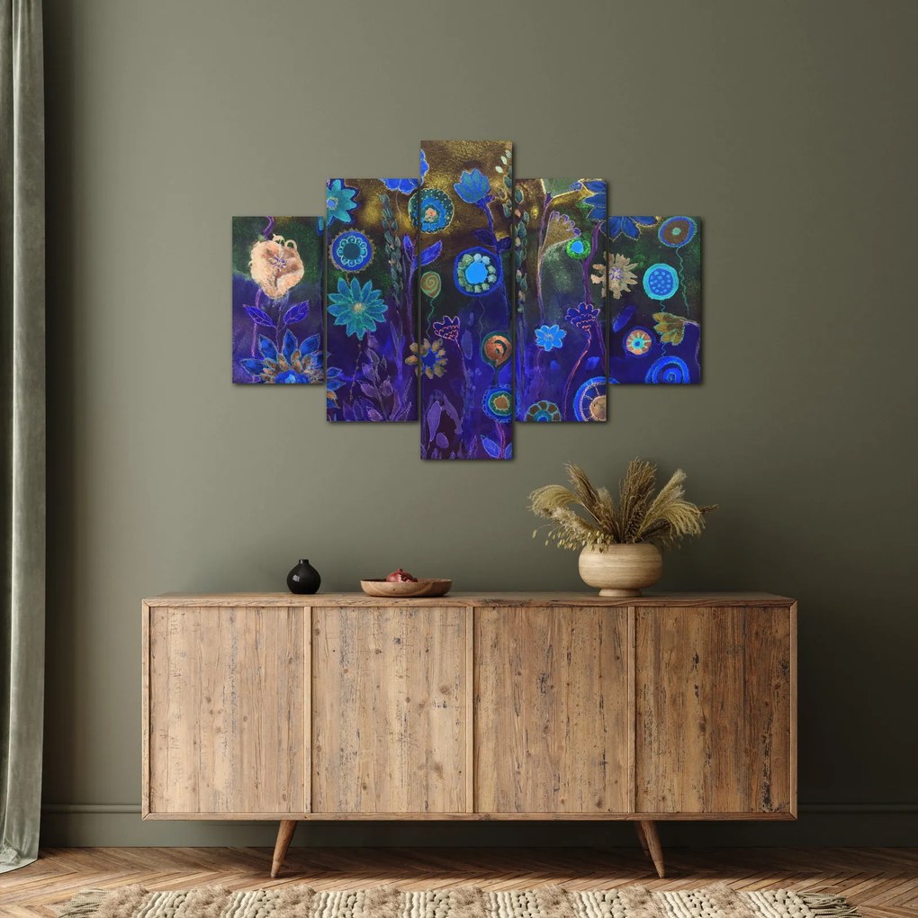 Obraz tmavomodrých kvetov (150x105 cm)