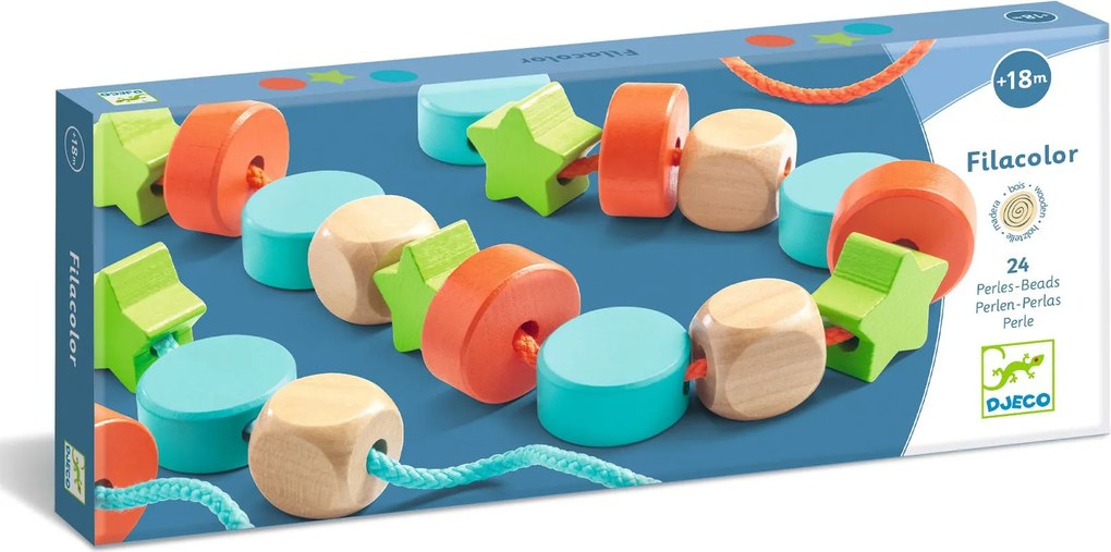 Farebné drevené koráliky – 24 ks