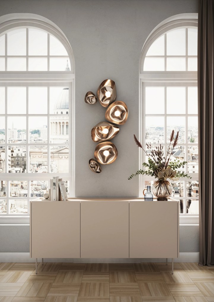 Komoda Desin 170 cm s kovovými nohami - kašmír / dub nagano