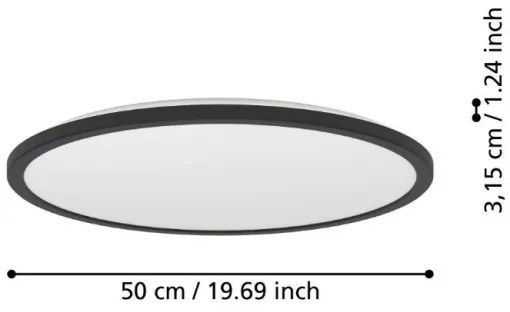 Eglo 901441-LED Kúpeľňové stropné svietidlo ROVITO 16,8W/230V pr.50cm IP44 čierna