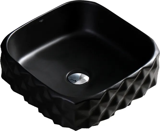BPS-koupelny Keramické umývadlo na dosku HYD-PL-MTB-400 40x40 cm, čierne matné