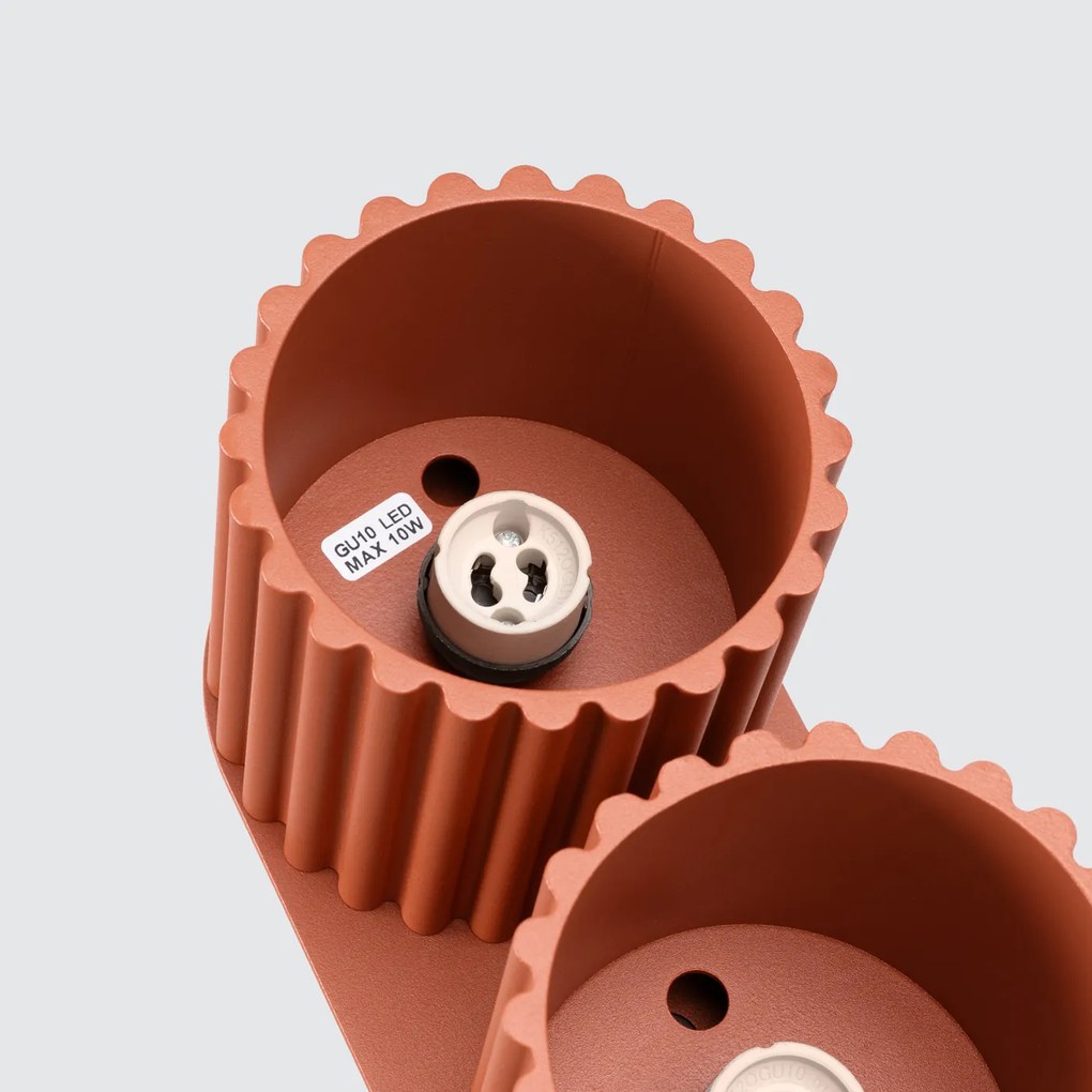 Stropné svietidlo Aura, 2x okrovo červené hliníkové tienidlo, (10 cm)