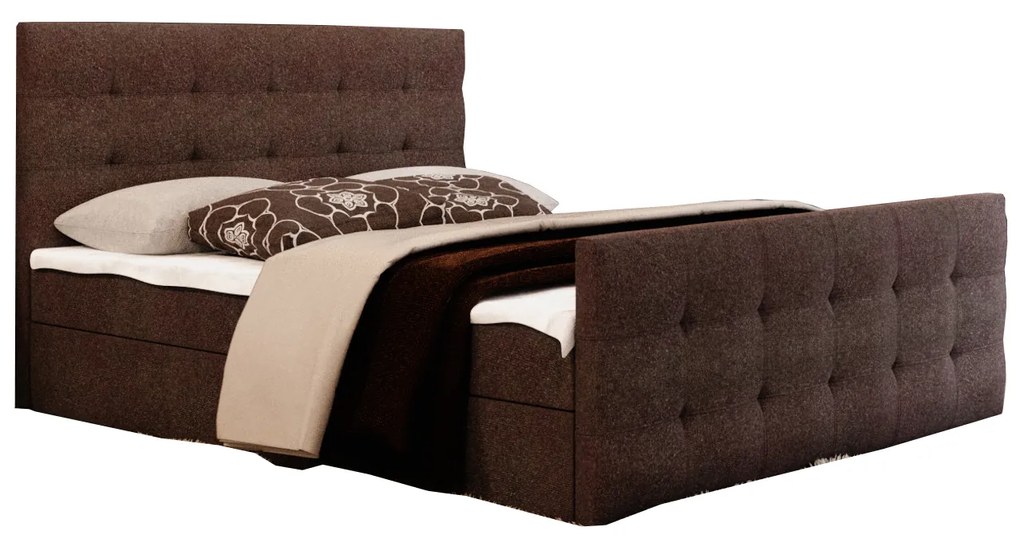 Manželská posteľ Boxspring 160 cm Milagros 2 (tmavohnedá) (s matracom a úložným priestorom). Vlastná spoľahlivá doprava až k Vám domov. 1047234