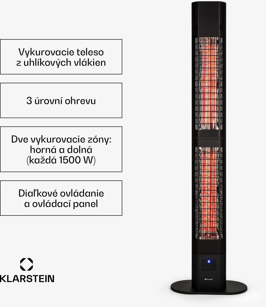 Blumfeldt Heat Guru 3000, sálavý ohrievač, 3000 W, IP54, na vonkajšie použitie, diaľkové ovládanie
