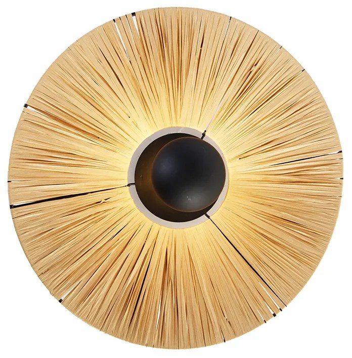 Rustikálna nástenná lampa čierna s lanom 45 cm - Leia