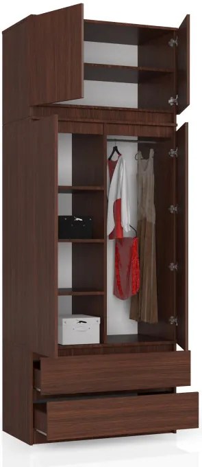 Skriňa s nadstavcom S 90 cm 2D 2SZ CLP wenge